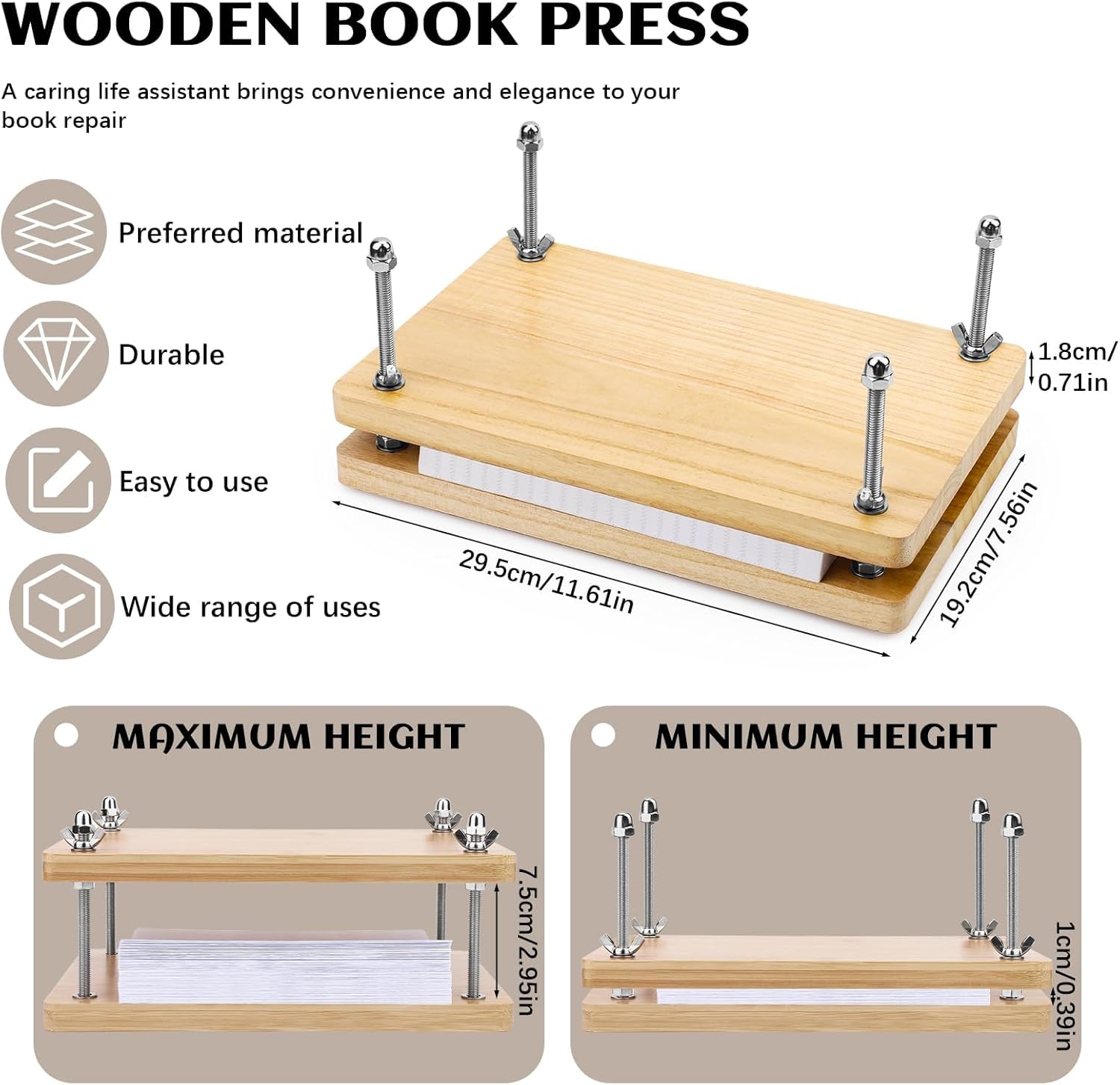 Prensa de Livros de Madeira, F - Binding Machine Comb avaliação e preço
